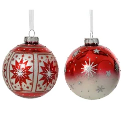 KAEMINGK Lot de 12 boules de Noël en verre (D80 mm) Meribel pailleté argent Rouge Online