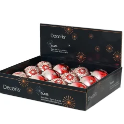 KAEMINGK Lot de 12 boules de Noël en verre (D80 mm) Meribel pailleté argent Rouge Online