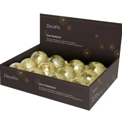 KAEMINGK Lot de 12 boules de Noël transparentes (D80 mm) Zéli Or Discount