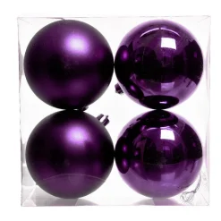 KAEMINGK Lot de 4 boules de Noël unies (D100 mm) Aravis Figue Violet Online
