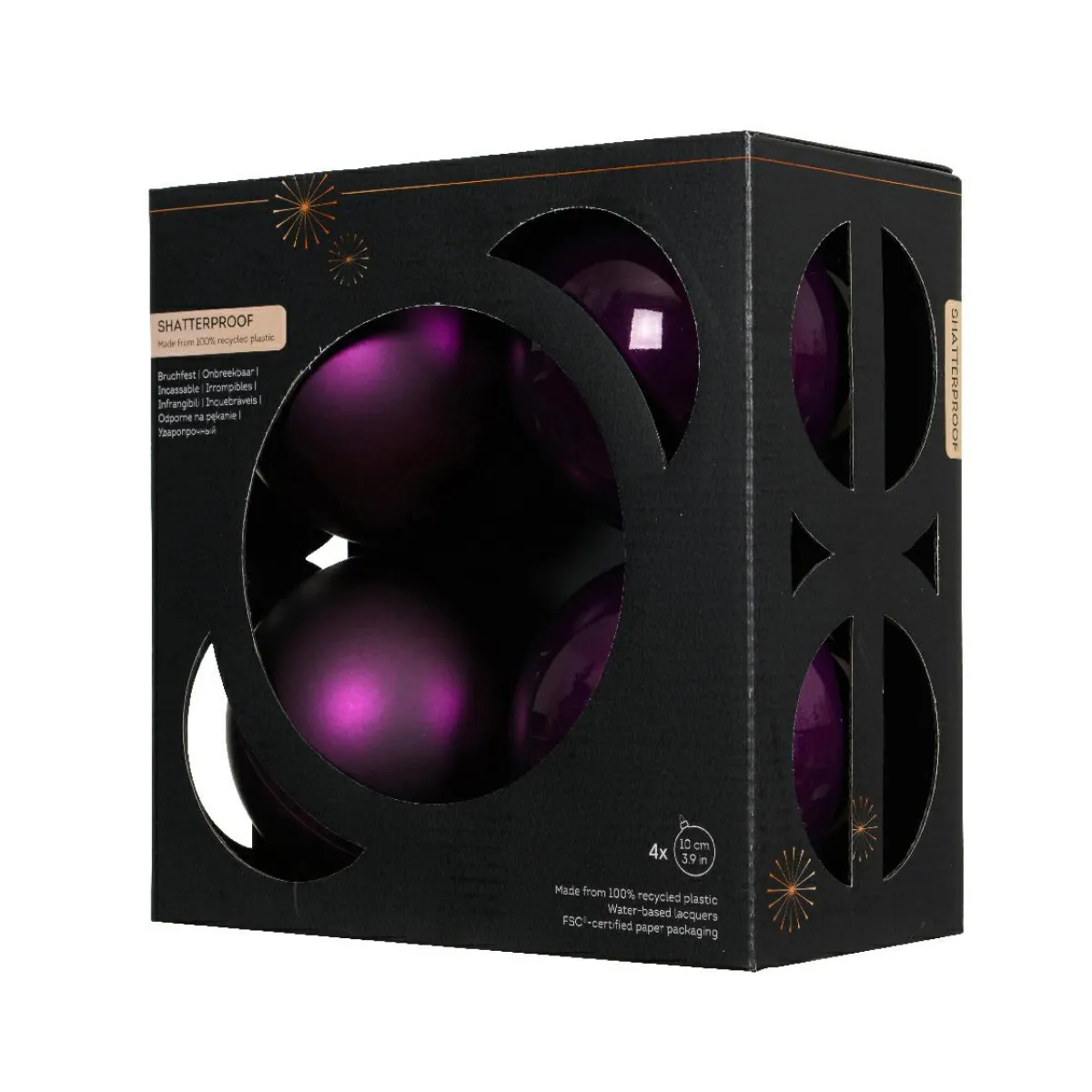 KAEMINGK Lot de 4 boules de Noël unies (D100 mm) Aravis Figue Violet Online