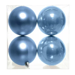 KAEMINGK Lot de 4 boules de Noël unies (D100 mm) Aravis Bleu Ciel Best