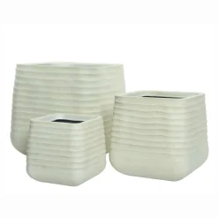 EMINZA Lot de 3 cache-pots d'extérieur carrés (H49-37-27 cm) Jamie Blanc Online