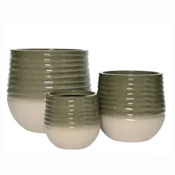 EMINZA Lot de 3 cache-pots d'extérieur ronds (H49-37-27 cm) Jamie Gris et Beige Outlet