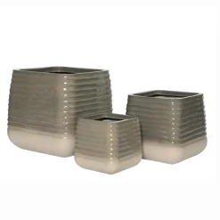 EMINZA Lot de 3 cache-pots d'extérieur carrés (H49-37-27 cm) Jamie Gris Best