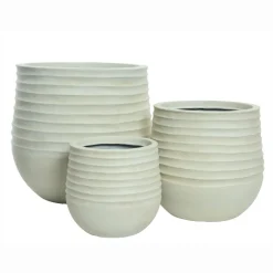 EMINZA Lot de 3 cache-pots d'extérieur ronds (H49-37-27 cm) Jamie Blanc