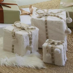 KAEMINGK Lot de 3 cadeaux (H21 cm) Fourrure douceur Blanc laine Online