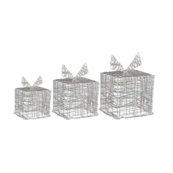 KOOPMAN Lot de 3 cadeaux lumineux 90 LED (H15 cm) Santa Multicolore New