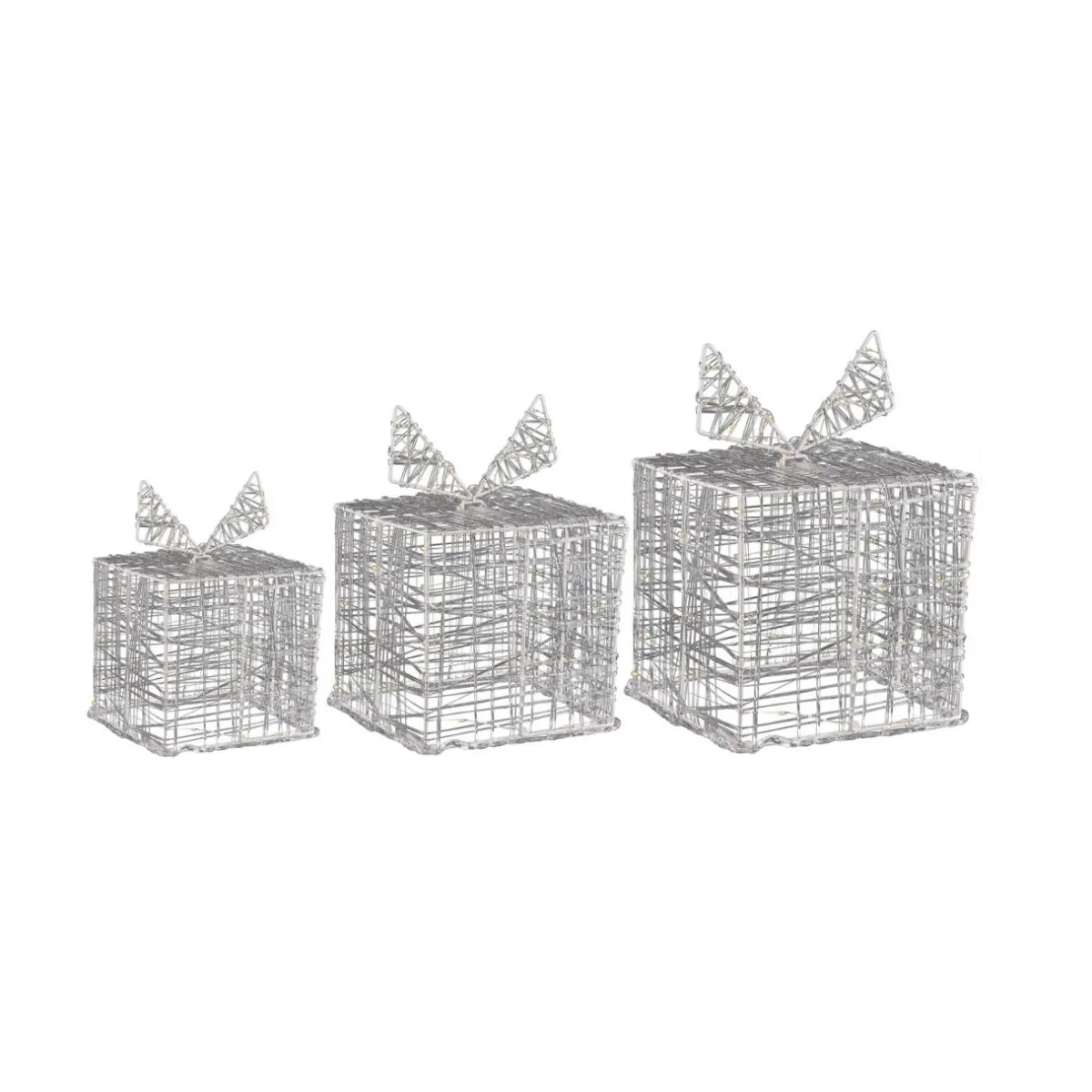 KOOPMAN Lot de 3 cadeaux lumineux 90 LED (H15 cm) Santa Multicolore New