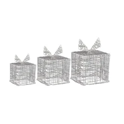 KOOPMAN Lot de 3 cadeaux lumineux 90 LED (H20 cm) Santa Blanc chaud Best