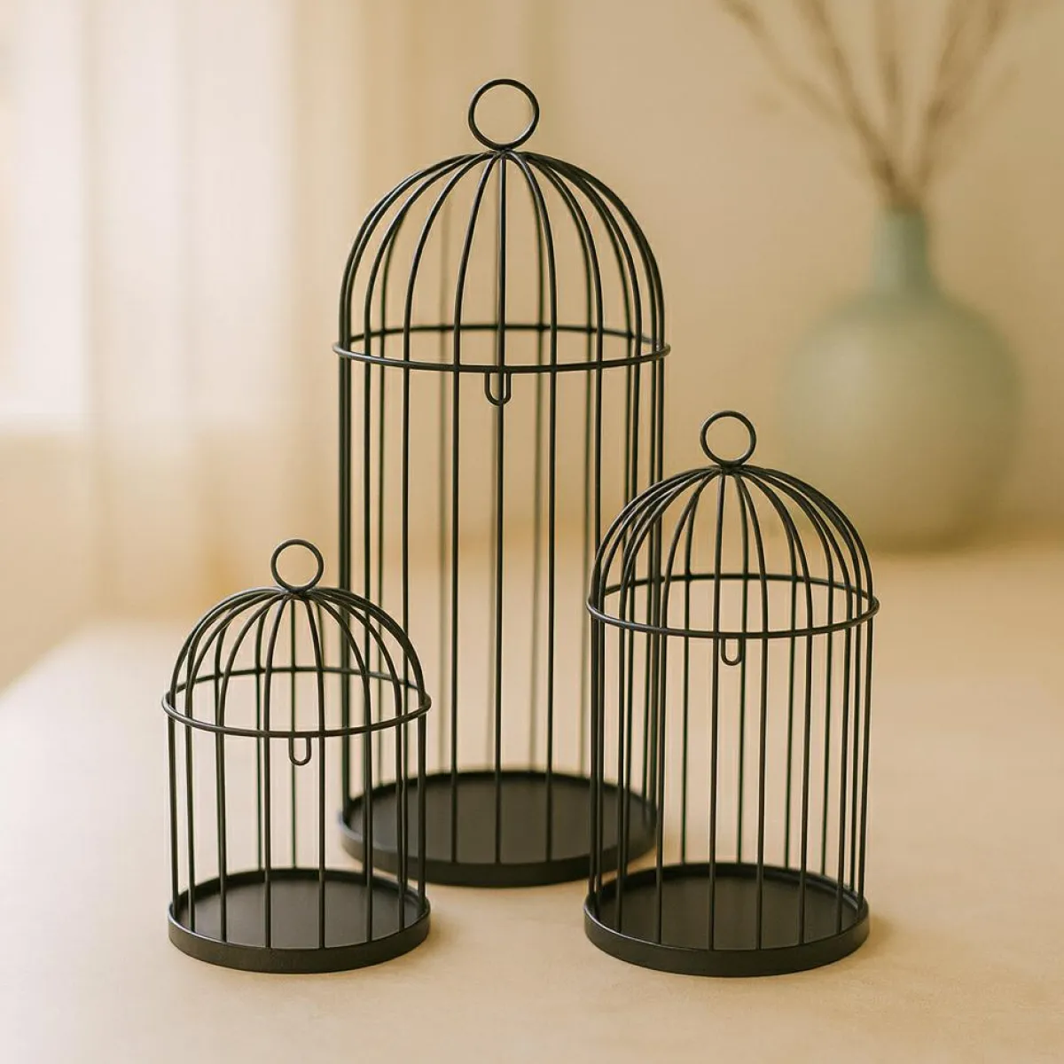 KOOPMAN Lot de 3 cages à oiseaux (H41 cm) Christmas Chic Noir Sale