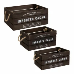 ATMOSPHERA Lot de 3 cagettes bois Denys Marron Discount