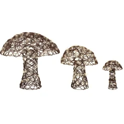 KAEMINGK Lot de 3 champignons lumineux 260 Micro LED (H45 cm) Résine tressée Brun/Blanc chaud Marron Online