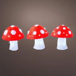 EMINZA Lot de 3 champignons lumineux solaires (H18 cm) Mushy Blanc froid Online