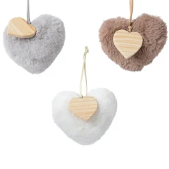 KAEMINGK Lot de 3 coeurs de Noël à suspendre (H10 cm) Caeli Bois