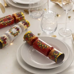JJA Lot de 6 crackers de Noël Festivités Rouge et Blanc Multicolore New