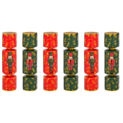 JJA Lot de 6 crackers de Noël Soldats Casse-noisette Vert et Rouge Multicolore Clearance