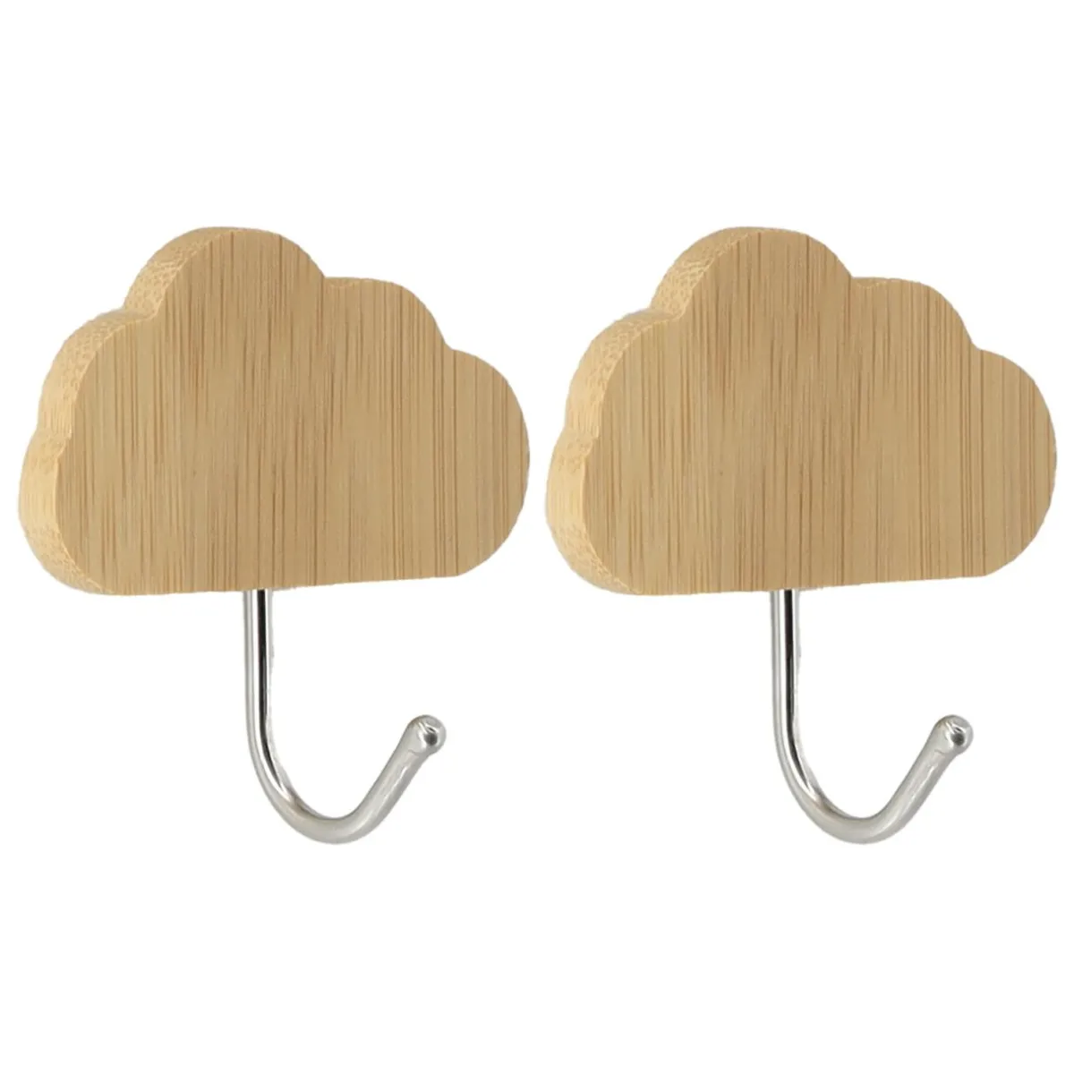 TENDANCE Lot de 2 crochets adhésifs 3M bambou (H6 cm) Nuage Naturel Clearance
