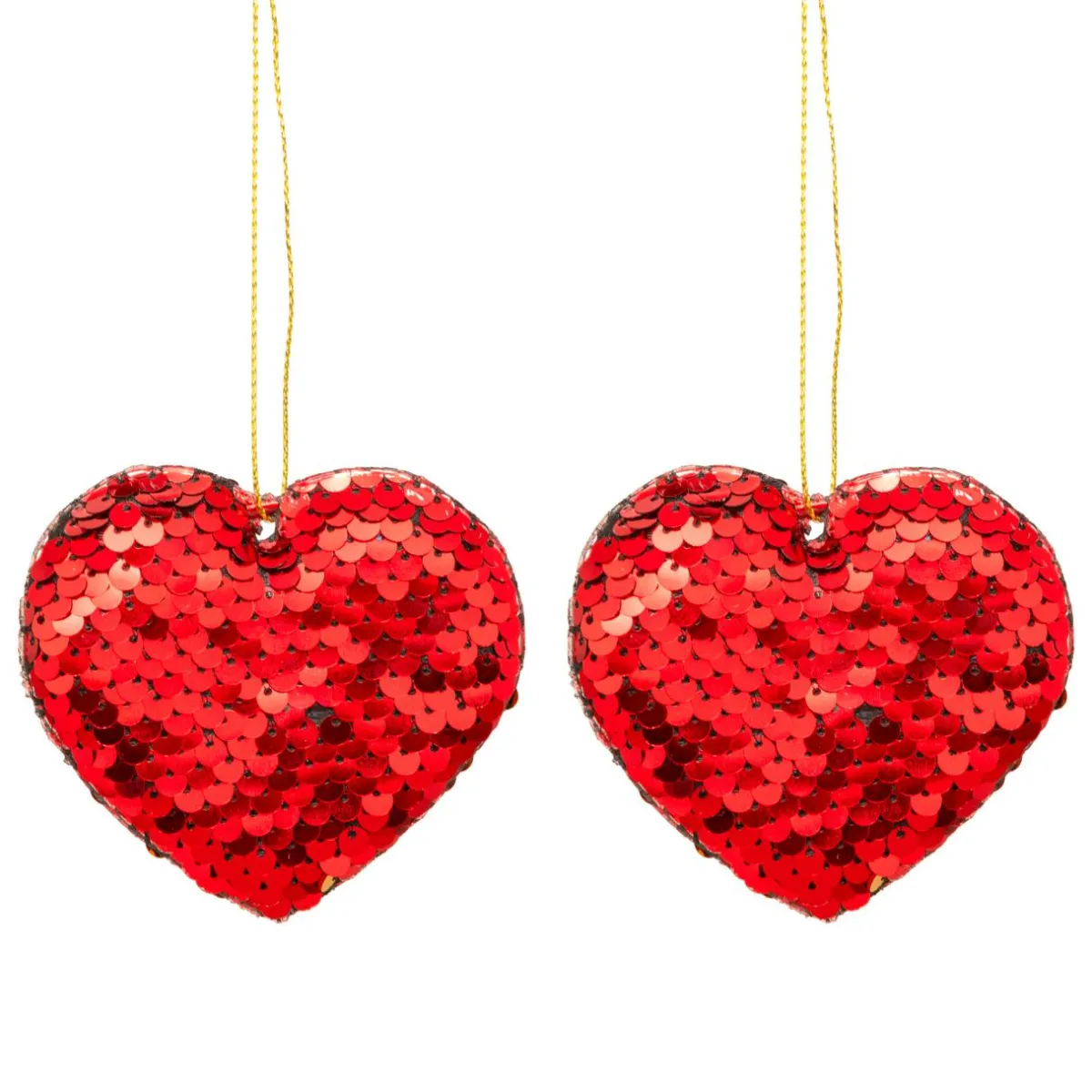JJA Lot de 2 cœurs à suspendre (H7 cm) Sequins Rouge Discount