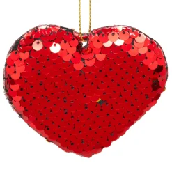 JJA Lot de 2 cœurs à suspendre (H7 cm) Sequins Rouge Discount