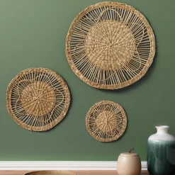 ATMOSPHERA Lot de 3 décorations murales roseau (D20-30-45 cm) Seagrass Naturel Outlet