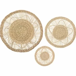 ATMOSPHERA Lot de 3 décorations murales roseau (D20-30-45 cm) Seagrass Naturel Outlet