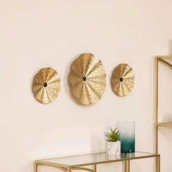 Atmosphera, cru017dateur d'intu017drieur Lot de 3 décos murales métal (D33,5 cm) Leslie Or Online