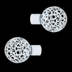 LUANCE Lot de 2 embouts tringle (D20 mm) Jim Boule perforée mat Blanc New