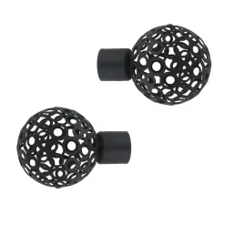 LUANCE Lot de 2 embouts tringle (D20 mm) Jim Boule perforée mat Noir Hot