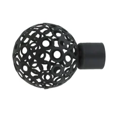 LUANCE Lot de 2 embouts tringle (D20 mm) Jim Boule perforée mat Noir Hot