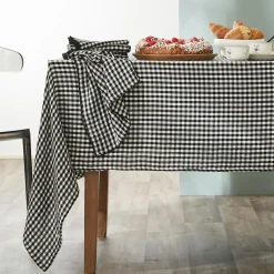 EMINZA Lot de 2 essuie-main gaze de coton (50 x 70 cm) Gaïa vichy e Noir Discount