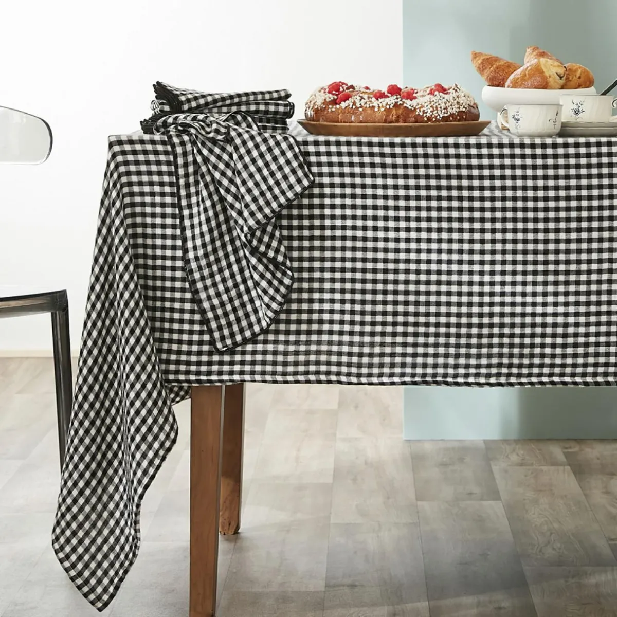 EMINZA Lot de 2 essuie-main gaze de coton (50 x 70 cm) Gaïa vichy e Noir Discount