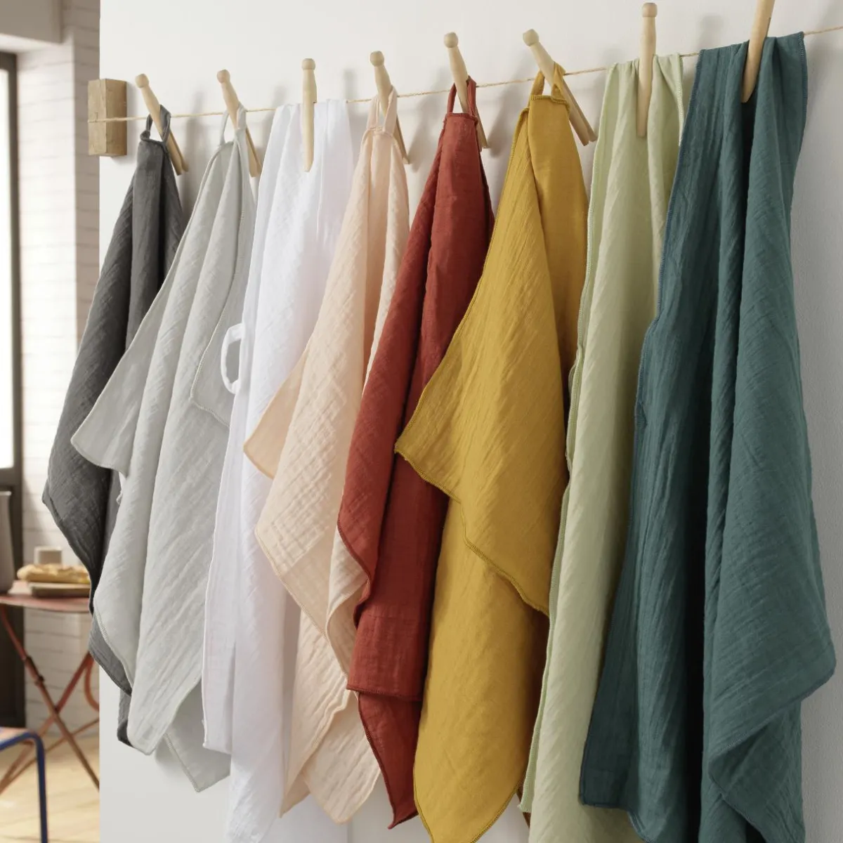 EMINZA Lot de 2 essuie-mains gaze de coton (70 cm) Gaïa Jaune safran Online