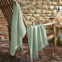 EMINZA Lot de 2 essuie-mains gaze de coton (70 cm) Gaïa Vert Eucalyptus New