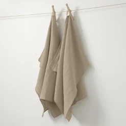 EMINZA Lot de 2 essuie-mains gaze de coton (50 x 70 cm) Gaïa Ficelle Online