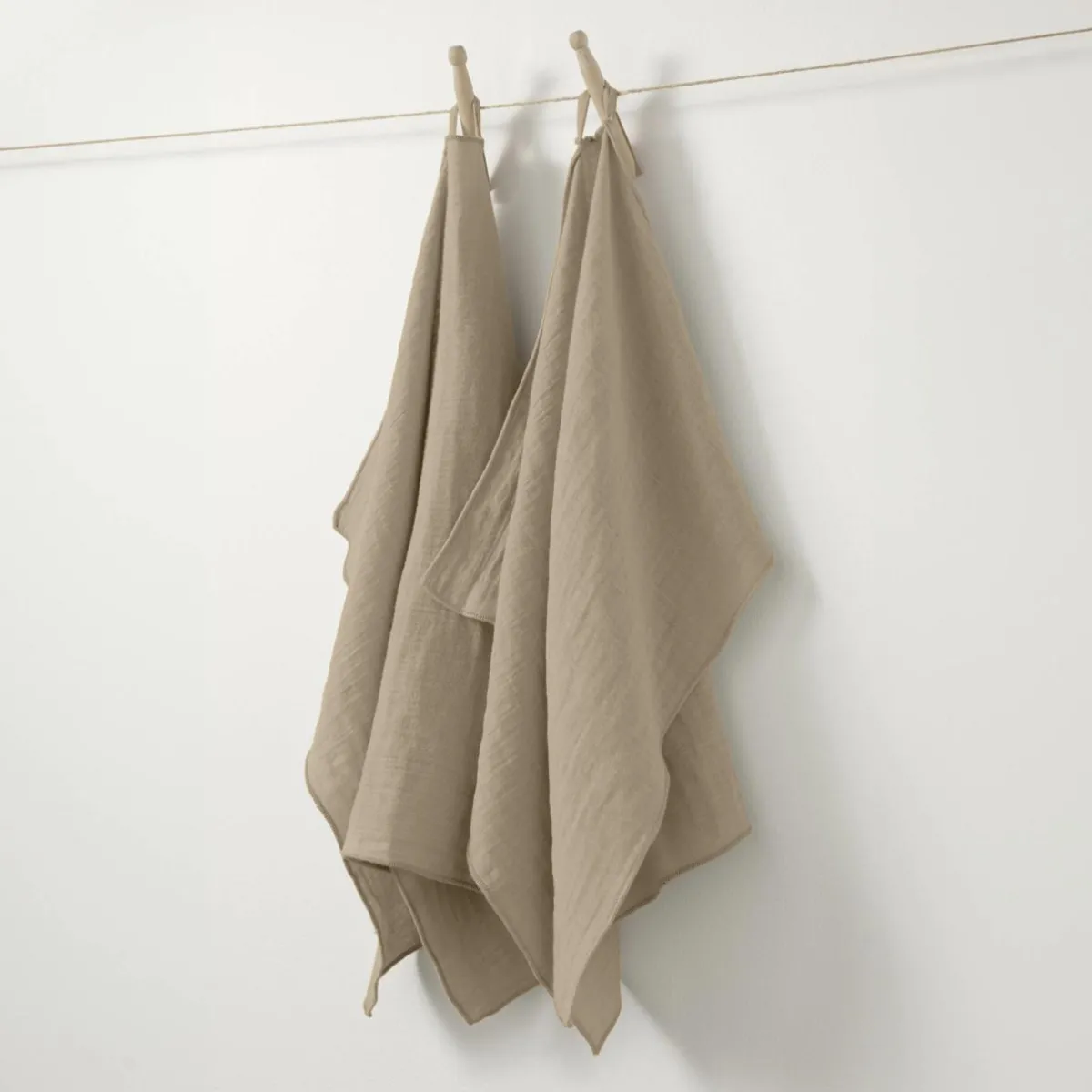 EMINZA Lot de 2 essuie-mains gaze de coton (50 x 70 cm) Gaïa Ficelle Online