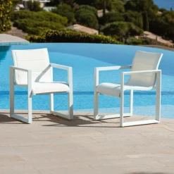 MOBELLIA Lot de 2 fauteuils de jardin en aluminium Elba Blanc Online