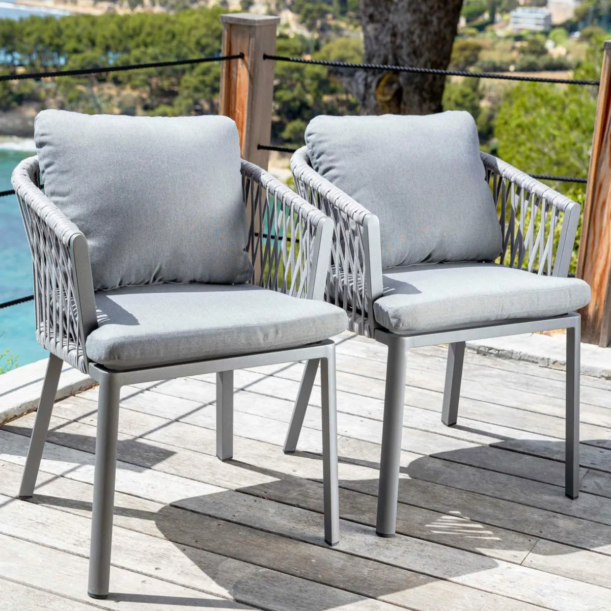 MOBELLIA Lot de 2 fauteuils de jardin en aluminium Amalfi Gris Anthracite Online