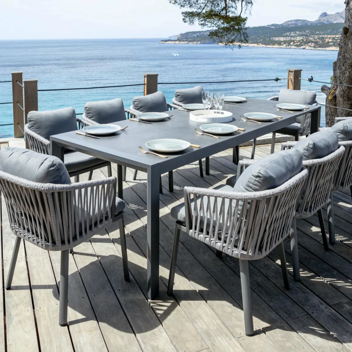 MOBELLIA Lot de 2 fauteuils de jardin en aluminium Amalfi Gris Anthracite Online