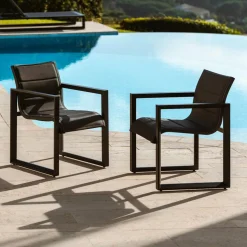 MOBELLIA Lot de 2 fauteuils de jardin en aluminium Elba Gris Anthracite Hot
