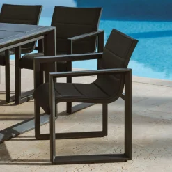MOBELLIA Lot de 2 fauteuils de jardin en aluminium Elba Gris Anthracite Hot