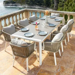 MOBELLIA Lot de 2 fauteuils de jardin en aluminium Amalfi et taupe Blanc Best