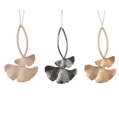 KAEMINGK Lot de 3 feuilles à suspendre (H14 cm) Ginko alliage Bleu gris Discount