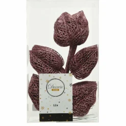 KAEMINGK Lot de 12 feuilles à suspendre (H36 cm) Alpine Vieux rose Hot