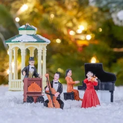 JJA Lot de 5 figurines et accessoires pour village (H22 cm) Musique et kiosque Multicolore Clearance