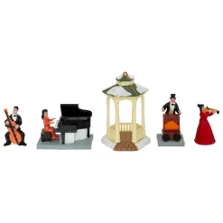 JJA Lot de 5 figurines et accessoires pour village (H22 cm) Musique et kiosque Multicolore Clearance