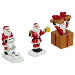 FEERIC LIGHTS Lot de 3 figurines pour village (H7 cm) Père Noël en folie