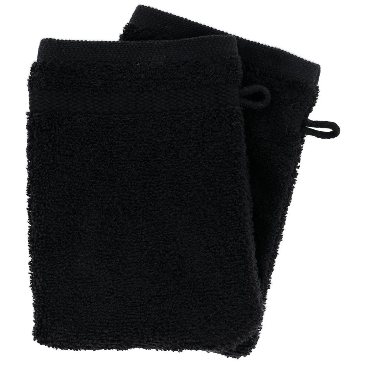 TENDANCE Lot de 2 gants de toilette coton (15 x 21 cm) Timeless Noir Clearance