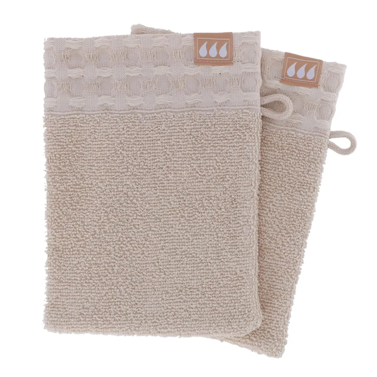 TENDANCE Lot de 2 gants de toilette coton (15 x 21 cm) Season Color Beige Clearance