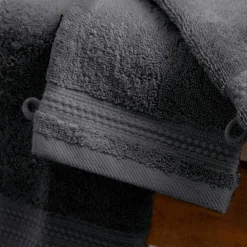EMINZA Lot de 2 gants de toilette coton bio (15 x 21 cm) Méline Gris orage Gris foncé Outlet